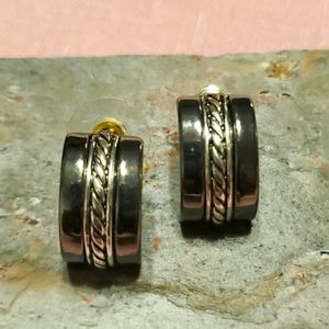 Pewter & Silver Cable Earrings